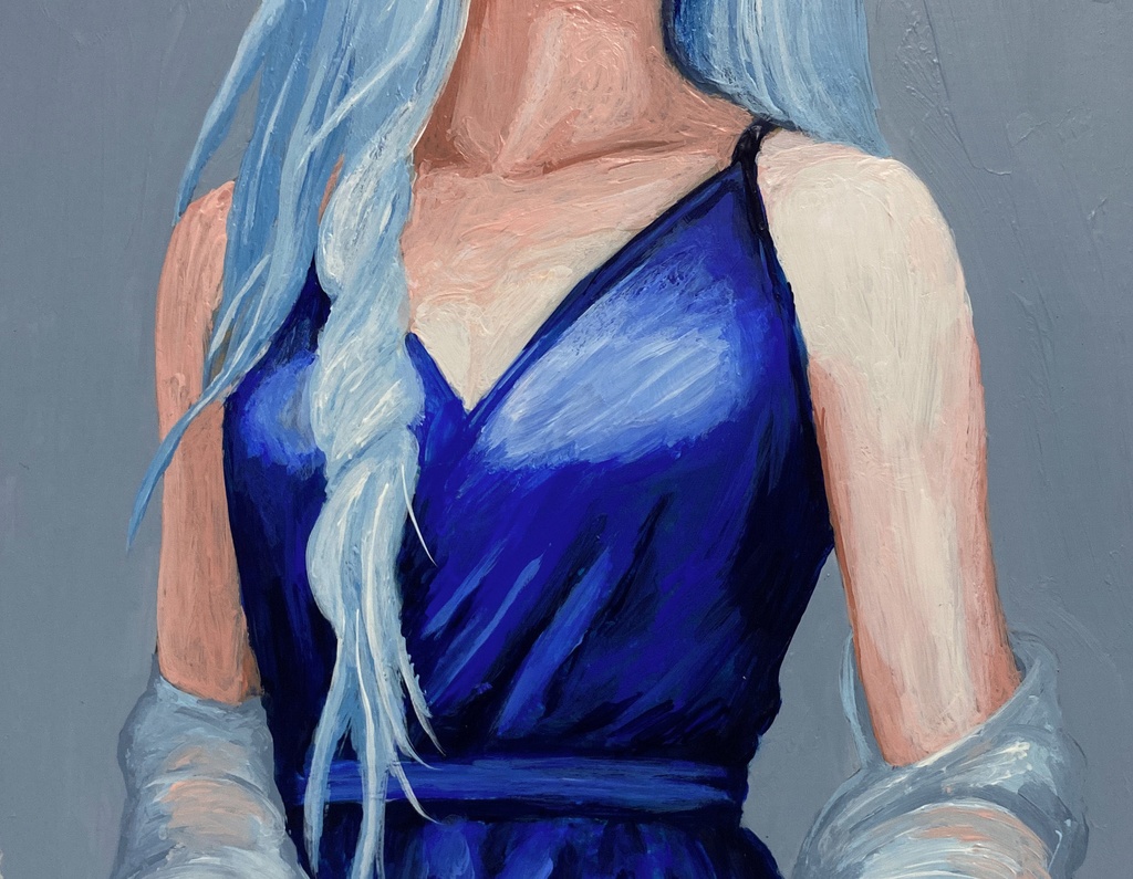 アクリル画「微笑」