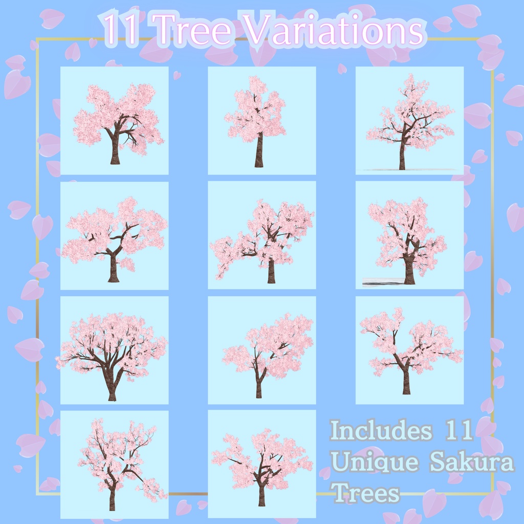 満開さくらの木セット Japanese SAKURA Trees【11 Trees / Falling Petal Particle】販売記念セール