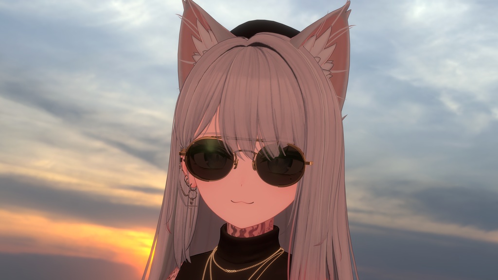 【VRChat想定】風防付きクラシックサングラス