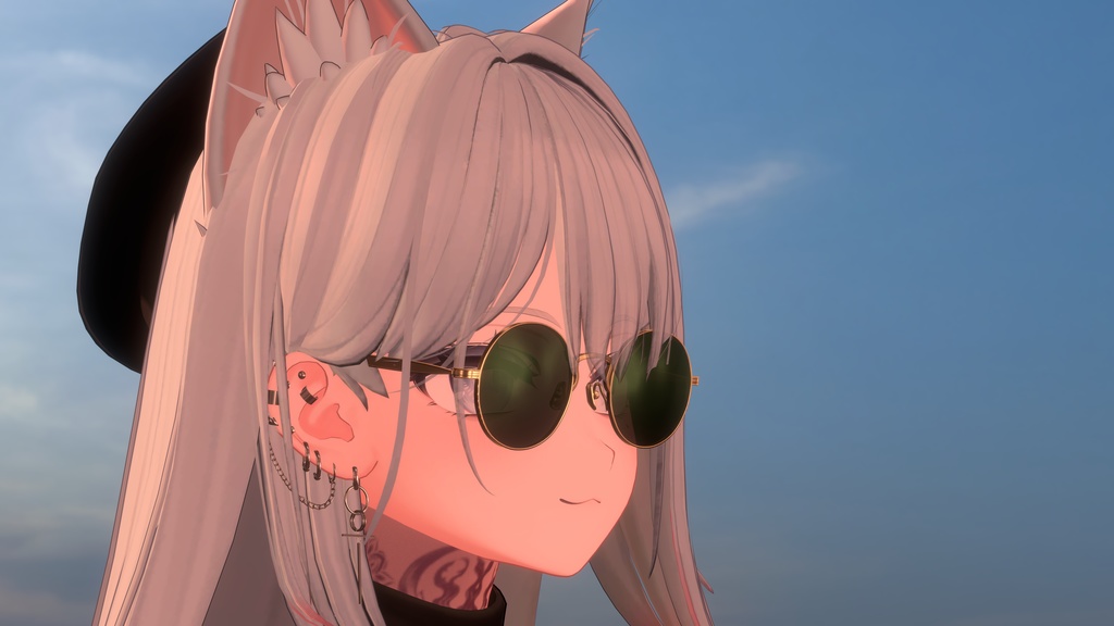 【VRChat想定】風防付きクラシックサングラス