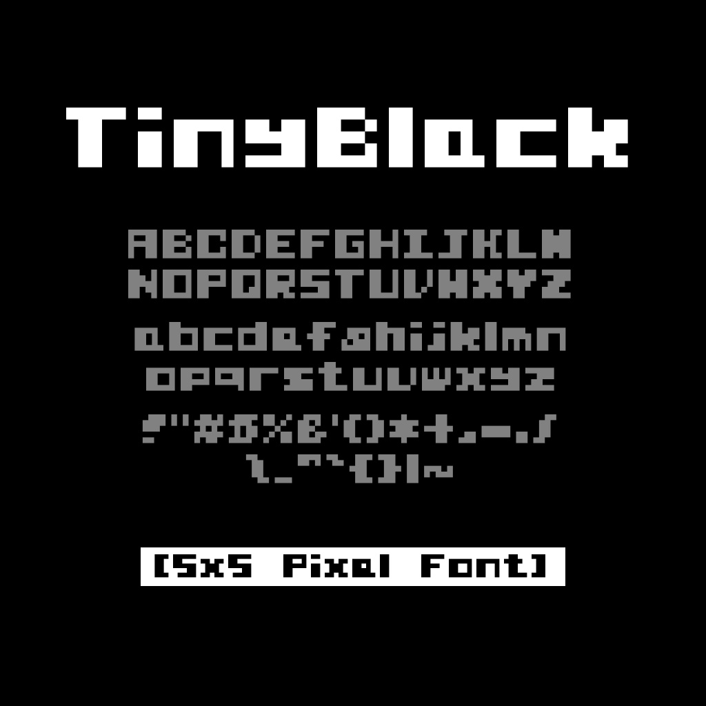 TinyBlack - 5x5ピクセルフォント