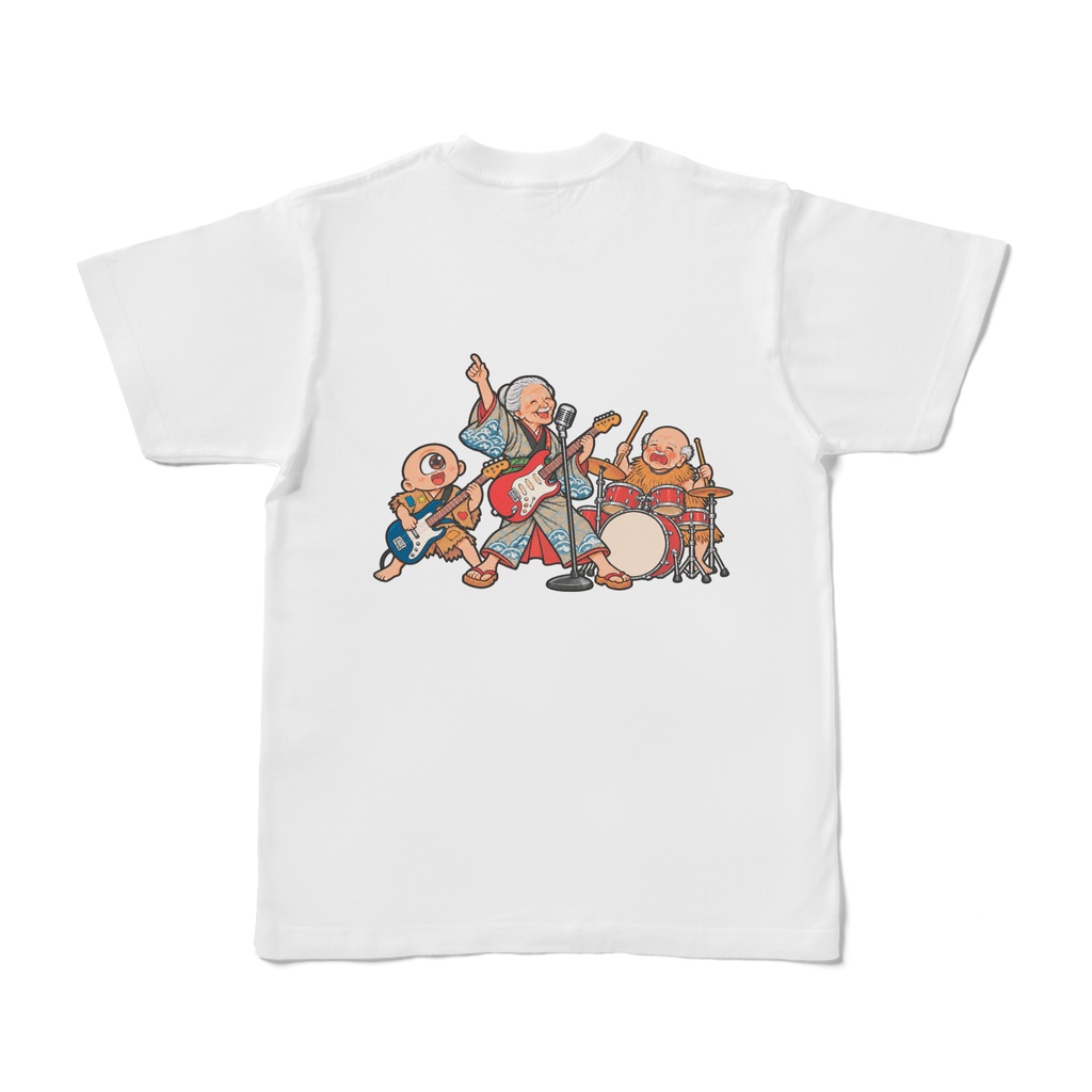 日本のかわいい妖怪たち 砂かけババア バンド編 Tシャツ