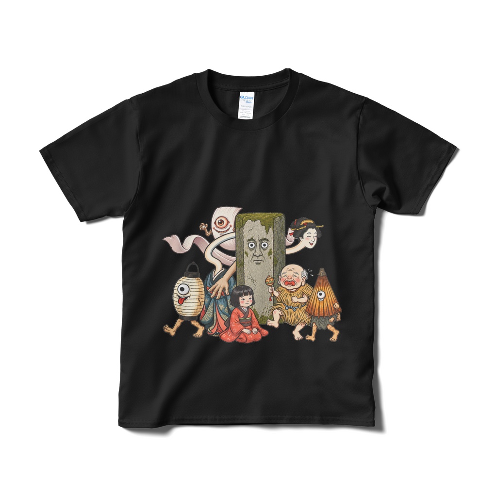 日本のかわいい妖怪たち ヌリカベ Tシャツ