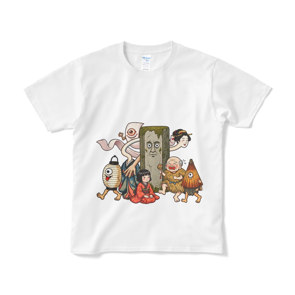 日本のかわいい妖怪たち ヌリカベ Tシャツ