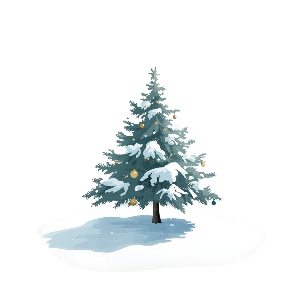 パステルカラーの可愛い海外クリスマスツリークリップアート(全10種/PNG)