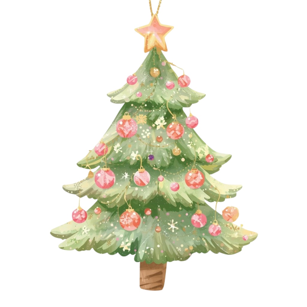 海外パステルクリスマスオーナメントコレクション(PNG背景透過)