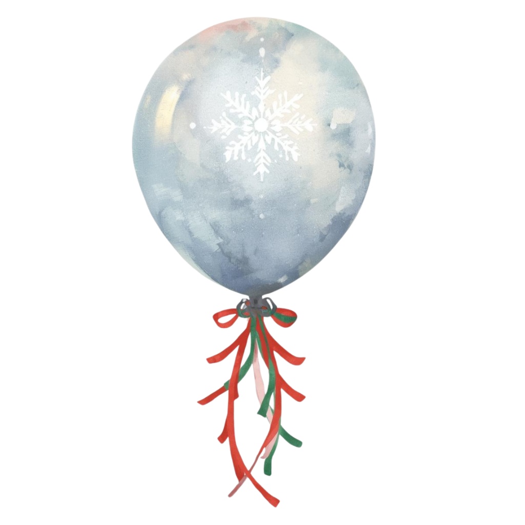 海外パークのクリスマスをテーマにした、水彩画風の可愛いクリップアートセット