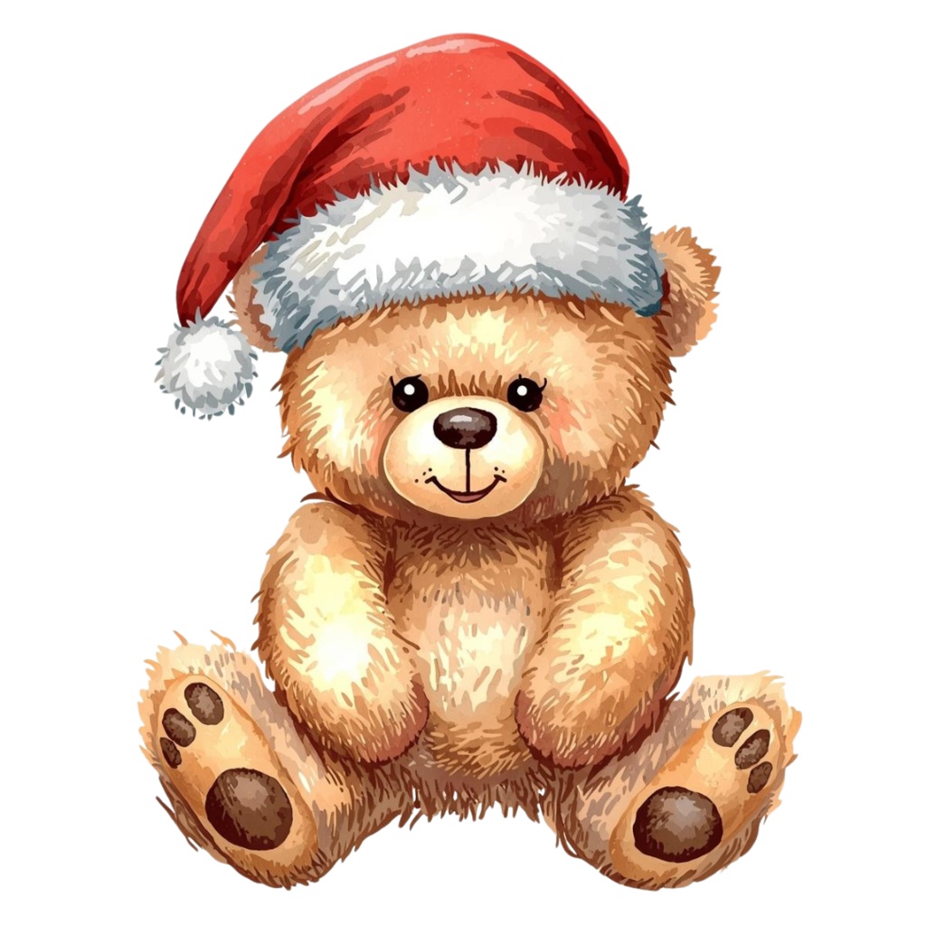 海外パークのクリスマスをテーマにした、水彩画風の可愛いクリップアートセット