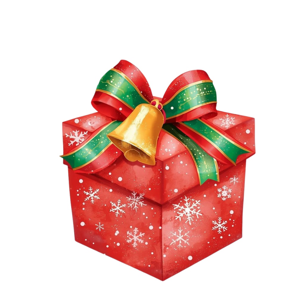 海外パークのクリスマスをテーマにした、水彩画風の可愛いクリップアートセット