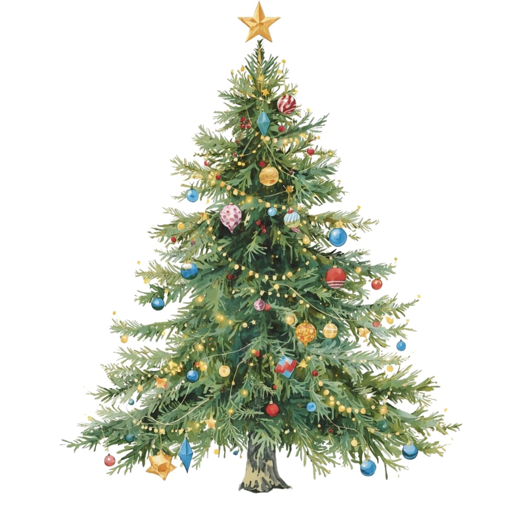 🎄海外パーククリスマスシリーズ|水彩風クリップアート(全10種・PNG背景透過)