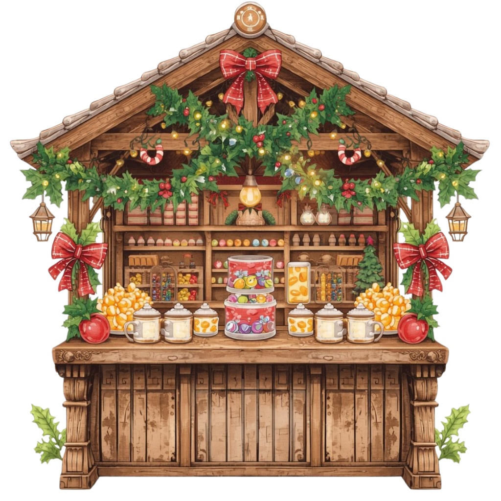 🎄海外パーククリスマスシリーズ|水彩風クリップアート(全10種・PNG背景透過)