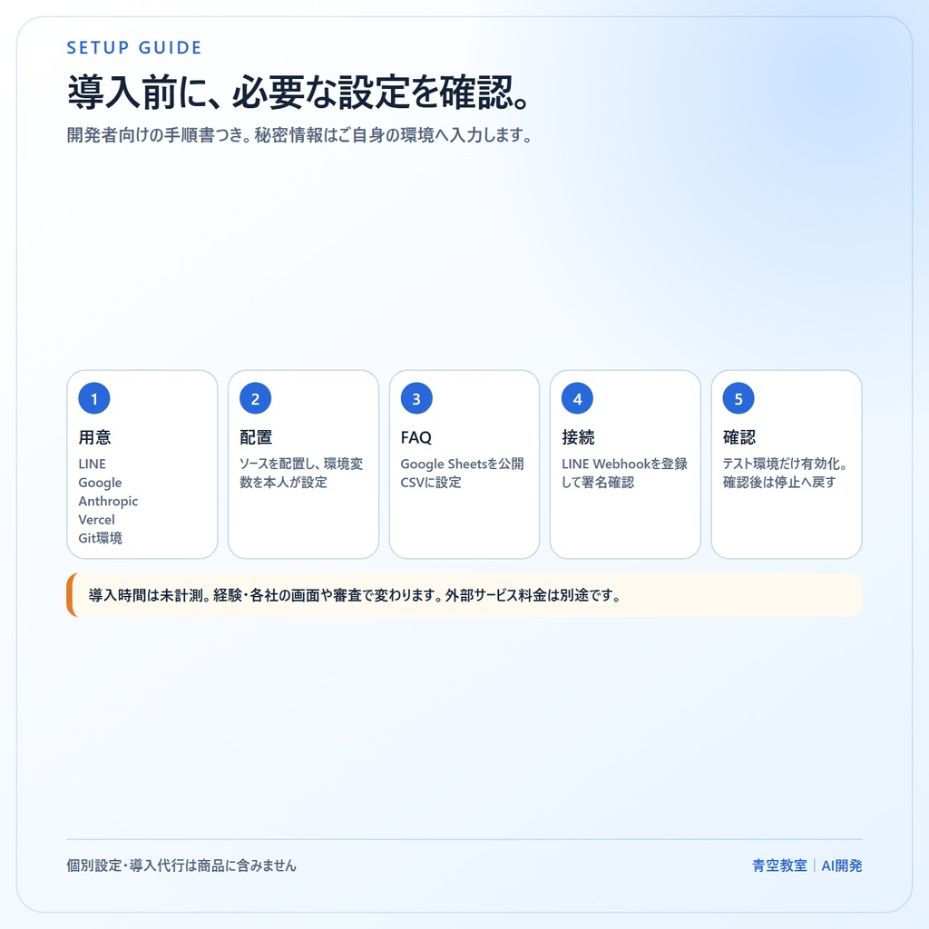 【Next.jsソースコード】LINE公式アカウント×Claude FAQ Bot|Vercel・Google Sheets対応