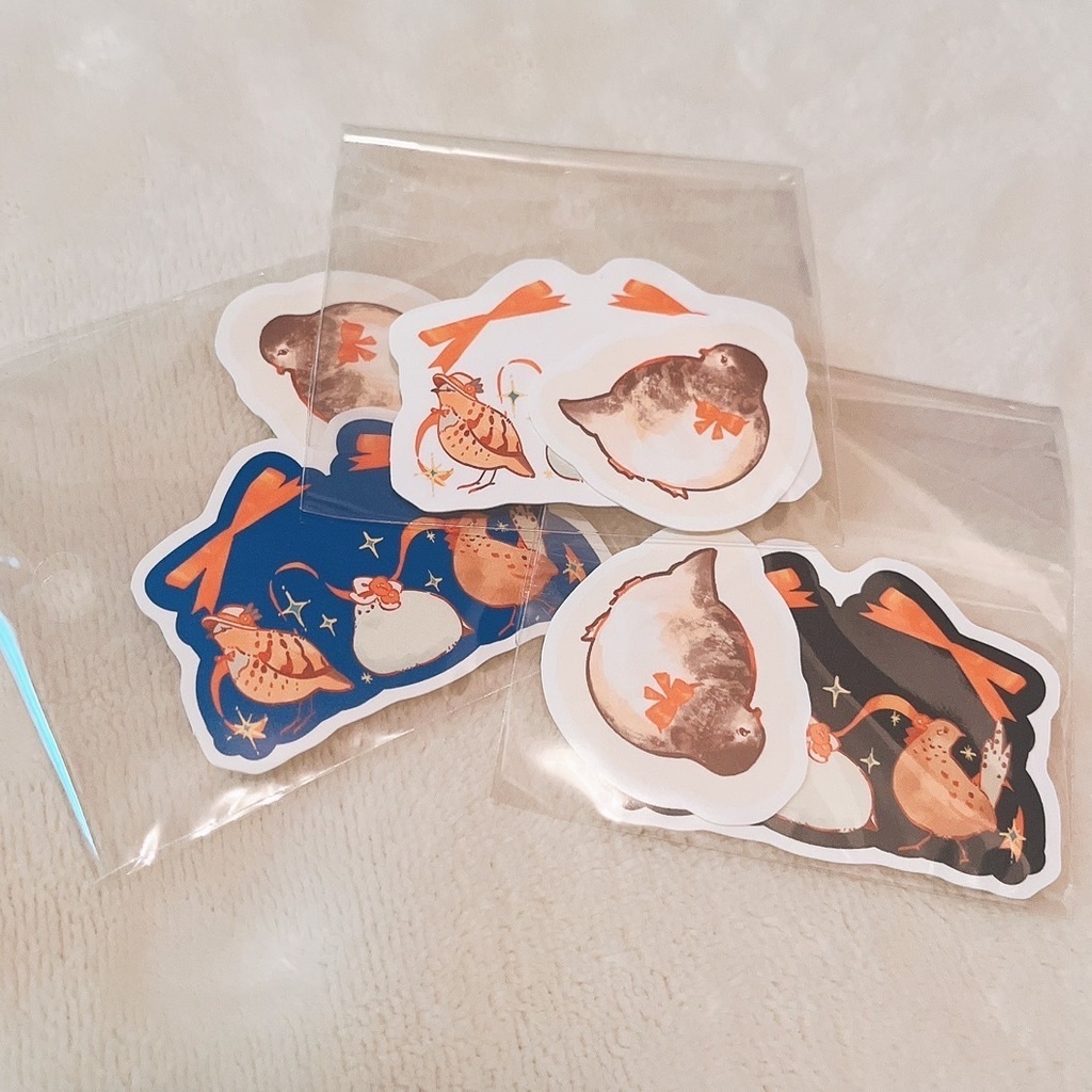 ステッカー おめかし三鶏+おめかしライチョウ