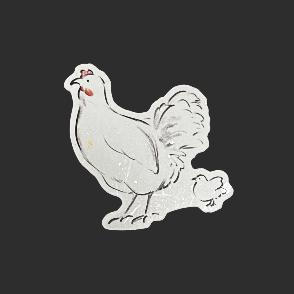 ステッカー　鶏おやこ