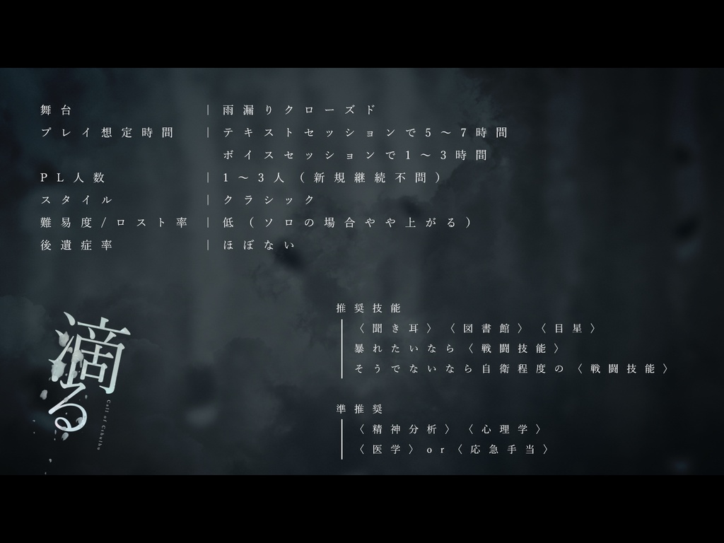 【CoC非公式シナリオ】滴る