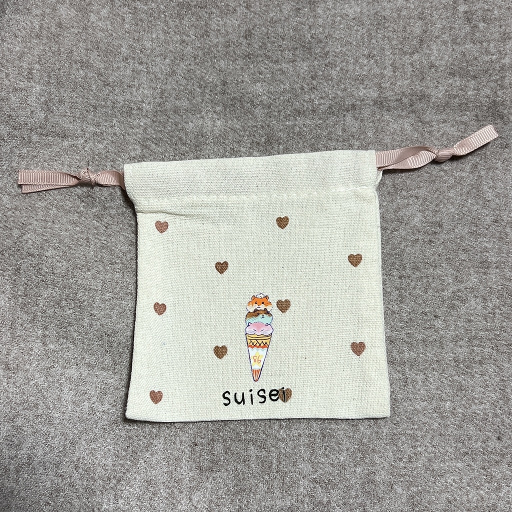 ハムスクリームミニ巾着 さくらんぼ・ハート