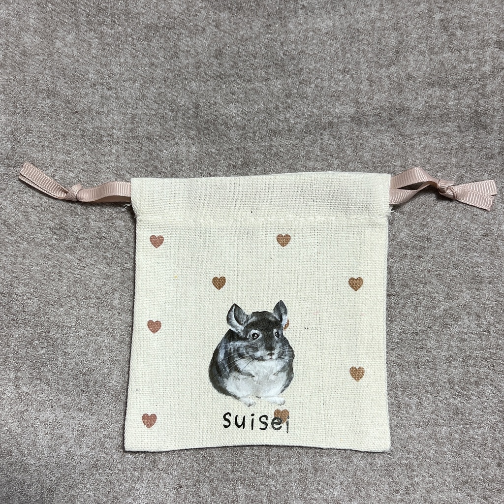 チンチラミニ巾着 ハート