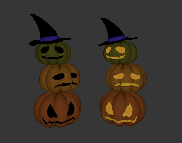 【3Dモデル】ジャック・オ・ランタン オーナメント(2色セット)