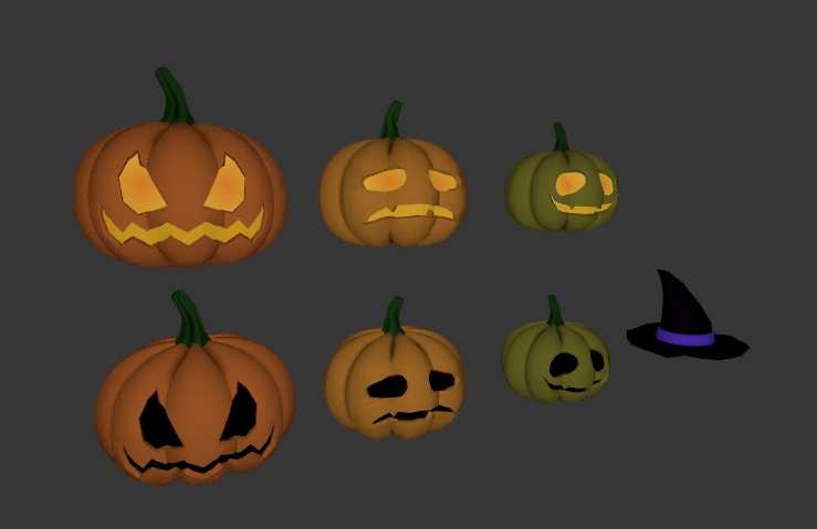 【3Dモデル】ジャック・オ・ランタン オーナメント(2色セット)