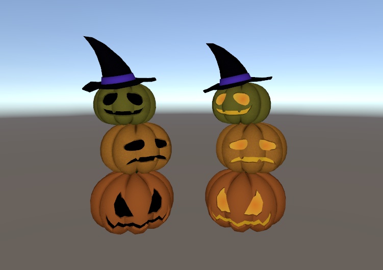 【3Dモデル】ジャック・オ・ランタン オーナメント(2色セット)