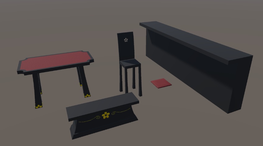 【3Dモデル】オリエンタルダイニングセット