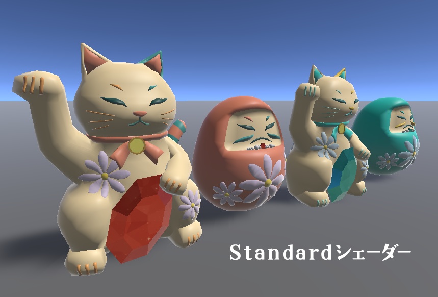 【3Dモデル】レトロモダン置物 まねきねこ・だるま(桜・ターコイズ)