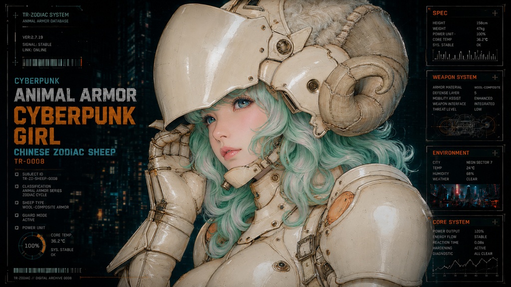 【AI生成】Cyberpunk Girl / Animal Armor 十二支セット Vol.1