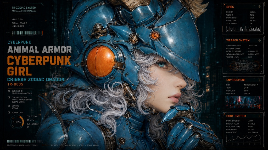 【AI生成】Cyberpunk Girl / Animal Armor 十二支セット Vol.1
