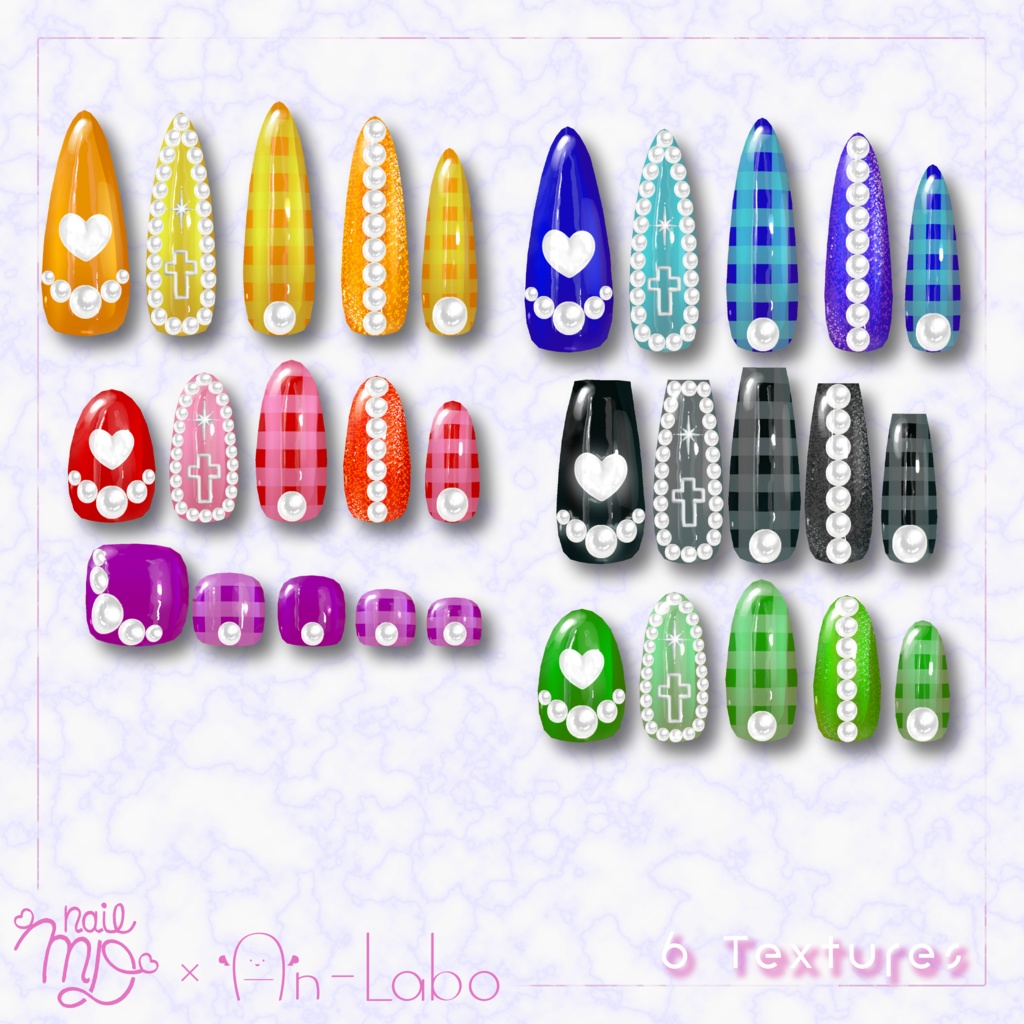 【100アバター以上対応】PearlyNail【VRネイルチップ】【MDollnail対応】 #あんらぼぶい