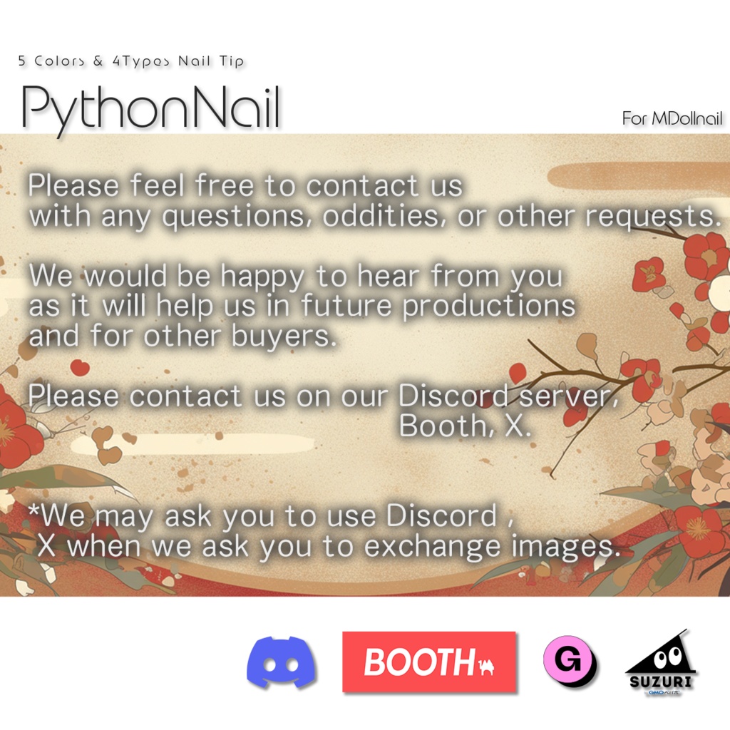 【かんたん着用】PythonNail【VRネイルチップ】【MDollnail対応】#あんらぼぶい/ Avatar/ Avatar