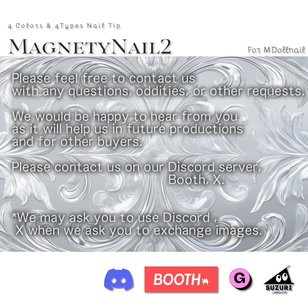 【かんたん着用】MagnetyNail2【VRネイルチップ】【MDollnail対応】#あんらぼぶい/ Avatar