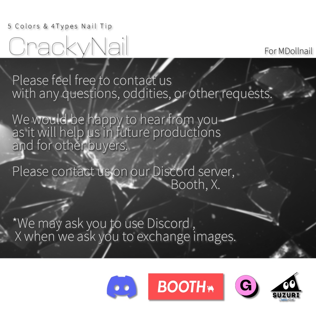 【かんたん着用】CrackyNail【VRネイルチップ】【MDollnail対応】#あんらぼぶい/ Avatar/ Avatar