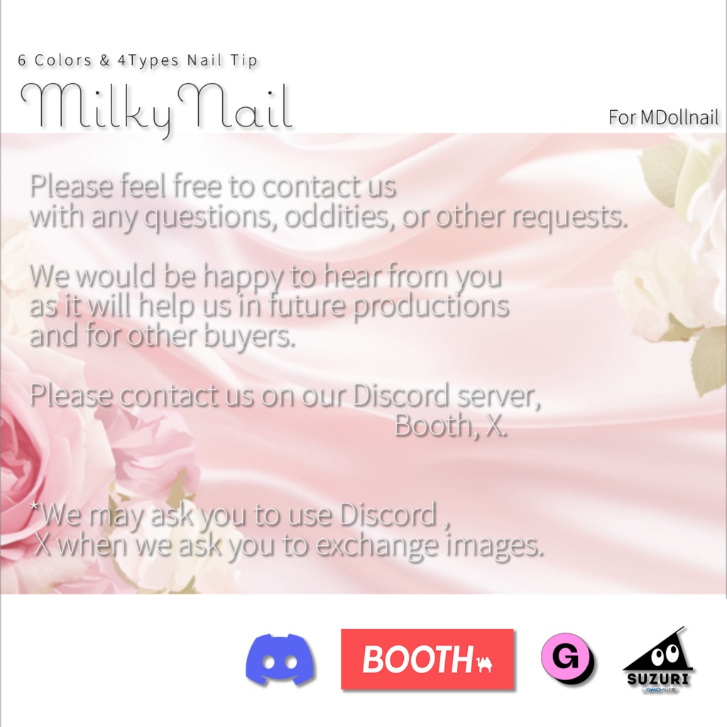 【かんたん着用】MilkyNail【VRネイルチップ】【MDollnail対応】#あんらぼぶい/ Avatar/ Avatar