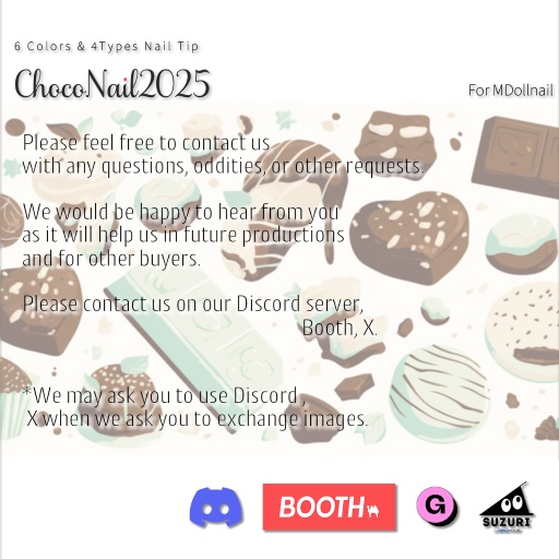 【かんたん着用】ChocoNail2025【VRネイルチップ】【MDollnail対応】#あんらぼぶい/ Avatar/ Avatar