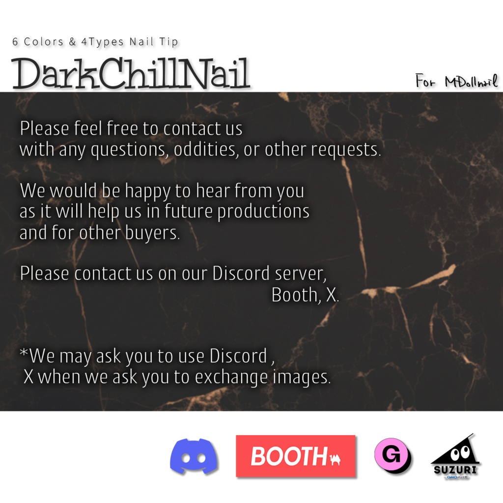 【かんたん着用】DarkChillNail【VRネイルチップ】【MDollnail対応】#あんらぼぶい/ Avatar