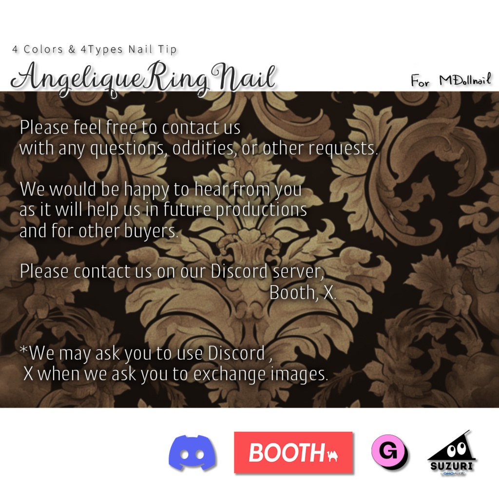 【かんたん着用】AntiqueRingNail【VRネイルチップ】【MDollnail対応】#あんらぼぶい