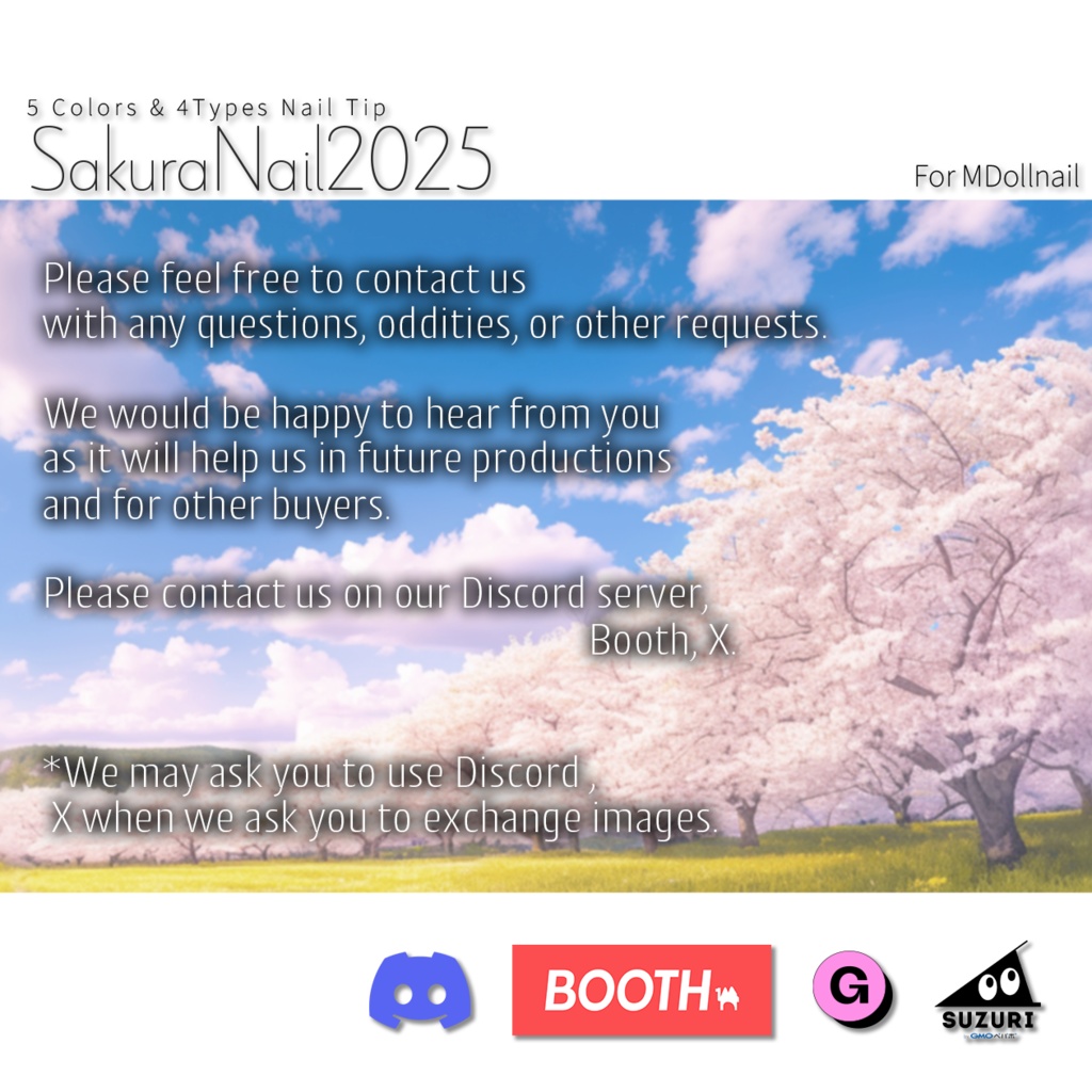 【かんたん着用】SakuraNail2025【VRネイルチップ】【MDollnail対応】#あんらぼぶい