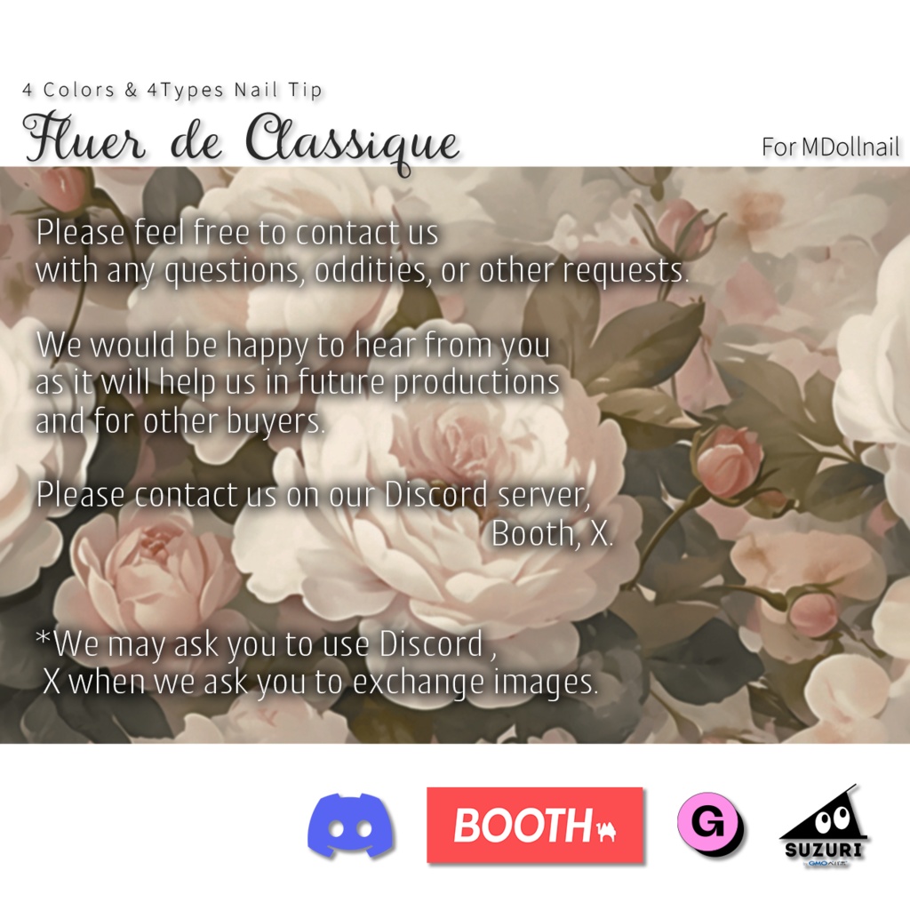 【かんたん着用】Fluer de Classique【VRネイルチップ】【MDollnail対応】#あんらぼぶい/ Avatar