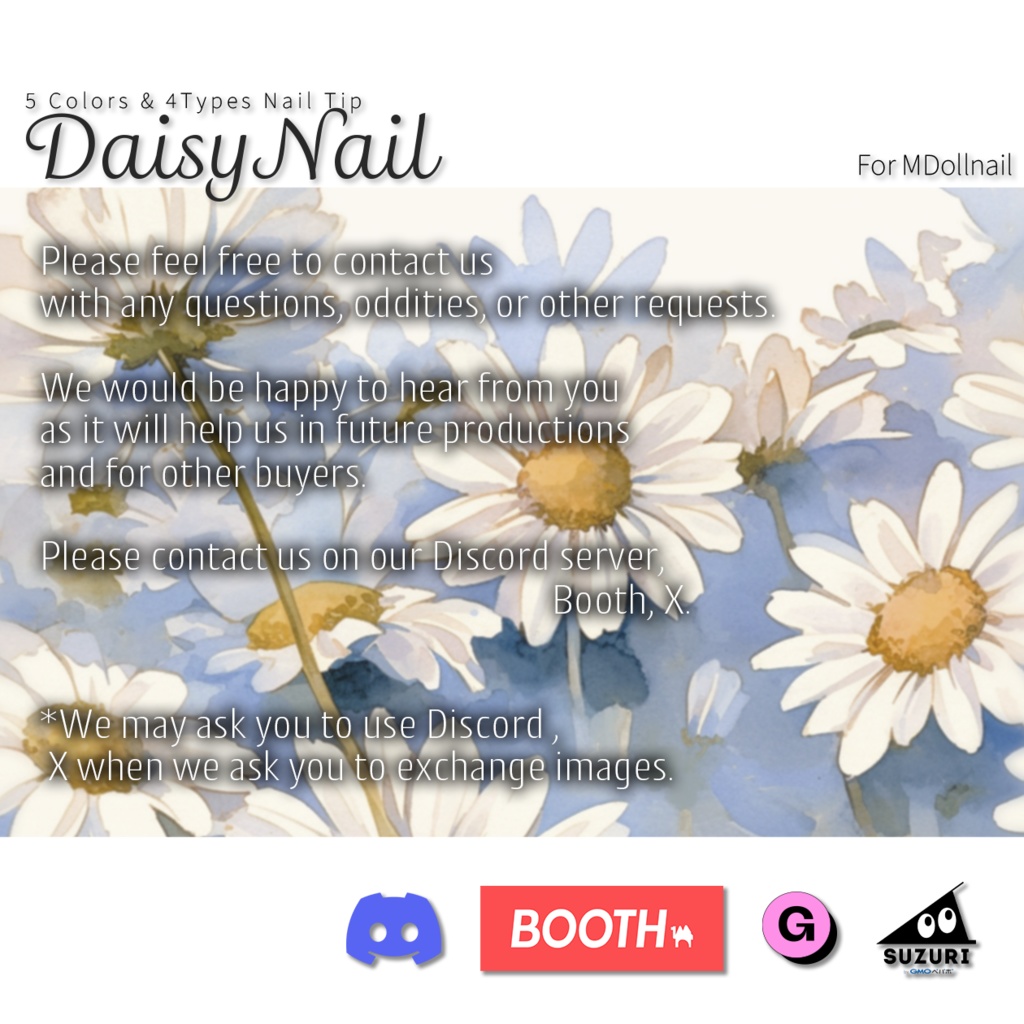 【かんたん着用】DaisyNail【VRネイルチップ】【MDollnail対応】#あんらぼぶい/ Avatar