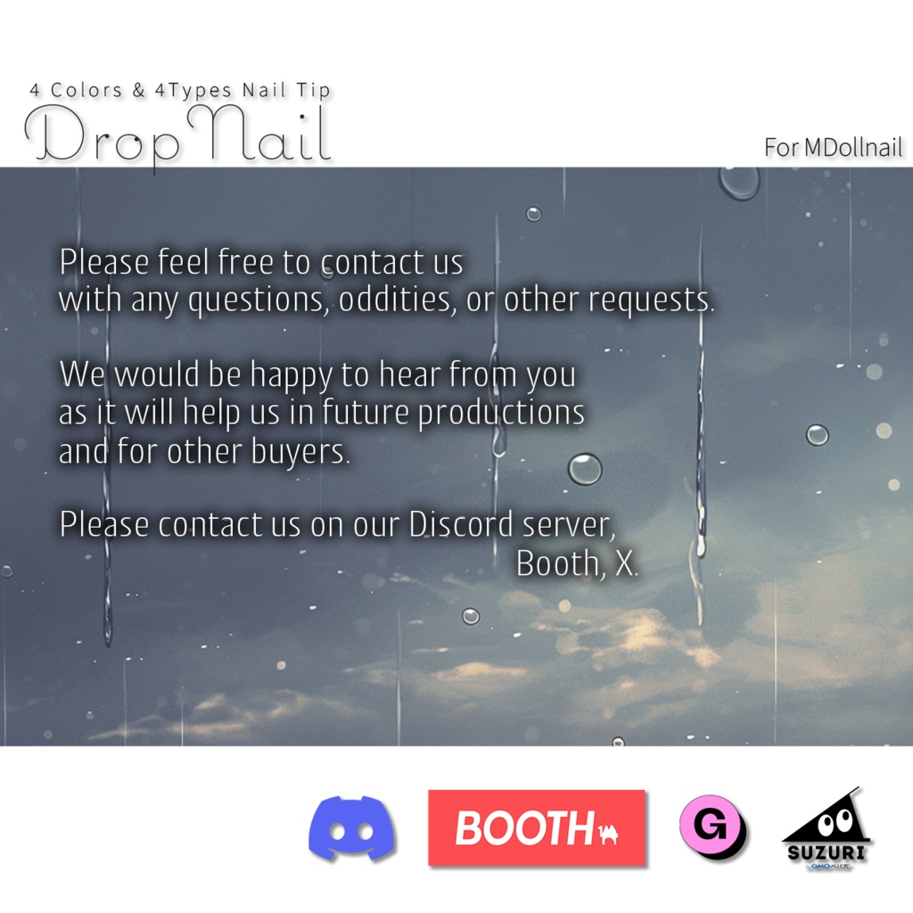 【かんたん着用】DropNail【VRネイルチップ】【MDollnail対応】#あんらぼぶい