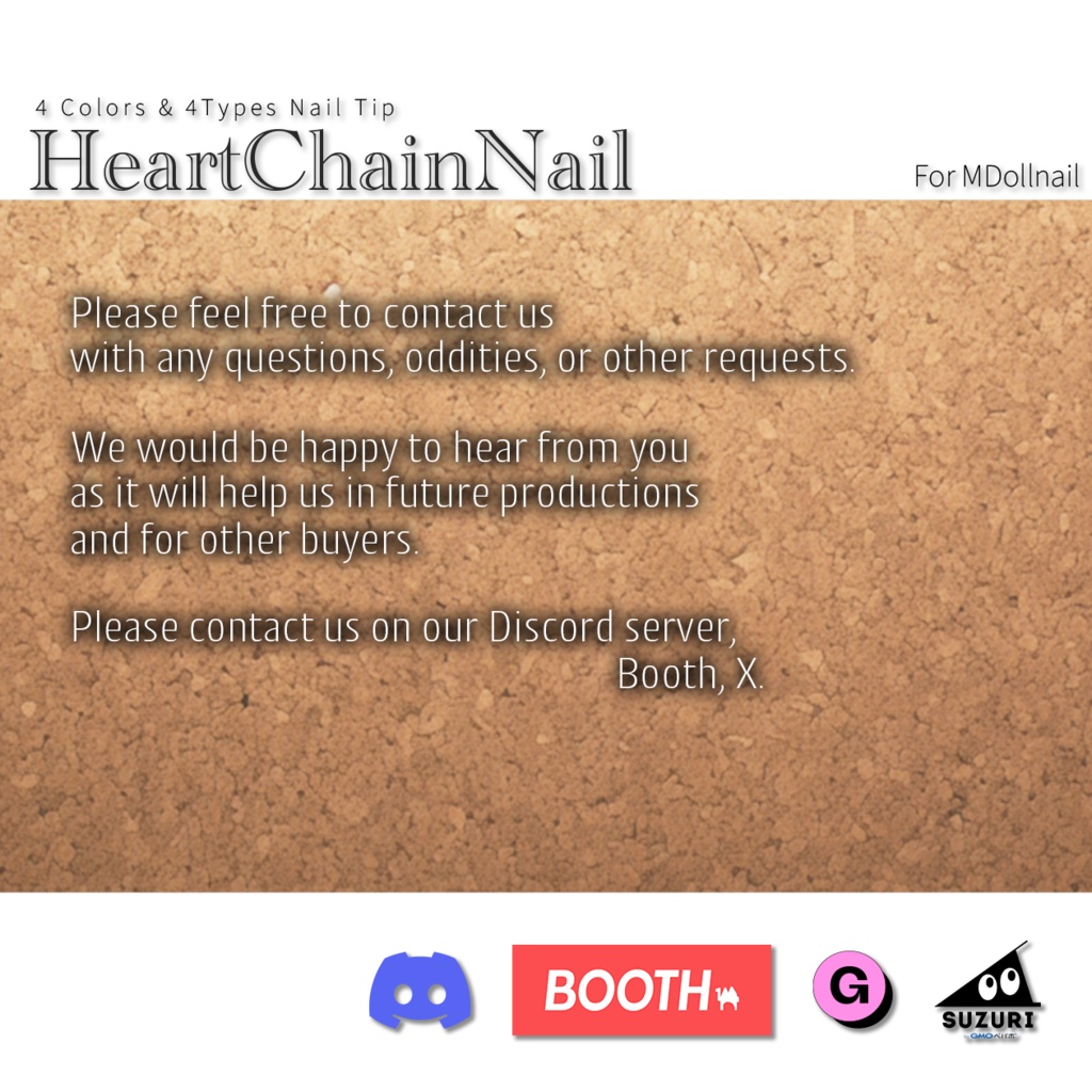 【かんたん着用】HeartChainNail【VRネイルチップ】【MDollnail対応】#あんらぼぶい