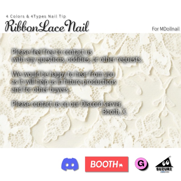 【かんたん着用】RibbonLaceNail【VRネイルチップ】【MDollnail対応】#あんらぼぶい