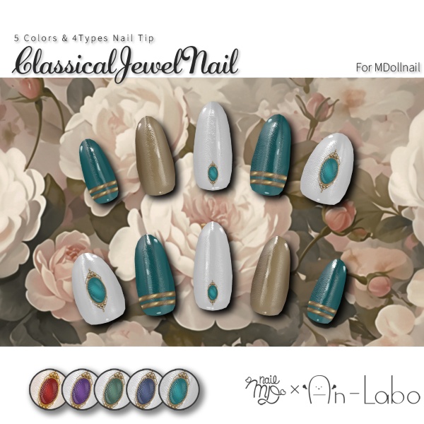 【リリースセール中】【かんたん着用】ClassicalJewelNail【VRネイルチップ】【MDollnail対応】#あんらぼぶい