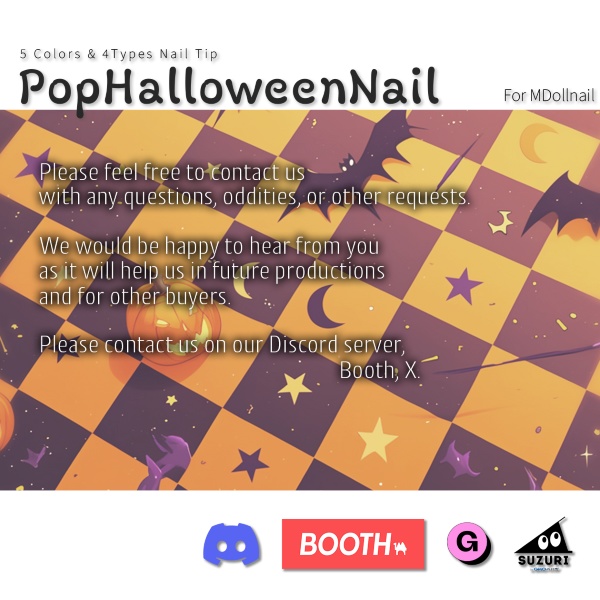 【かんたん着用】PopHalloweenNail【VRネイルチップ】【MDollnail対応】#あんらぼぶい