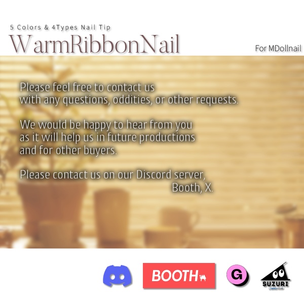 【リリースセール中!!】【かんたん着用】WarmRibbonNail【VRネイルチップ】【MDollnail対応】#あんらぼぶい