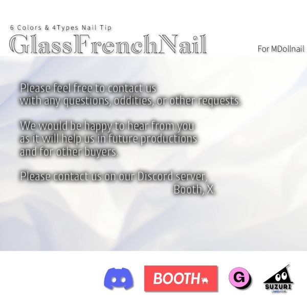 【リリースセール中!!】【かんたん着用】GlassFrenchNail【VRネイルチップ】【MDollnail対応】#あんらぼぶい