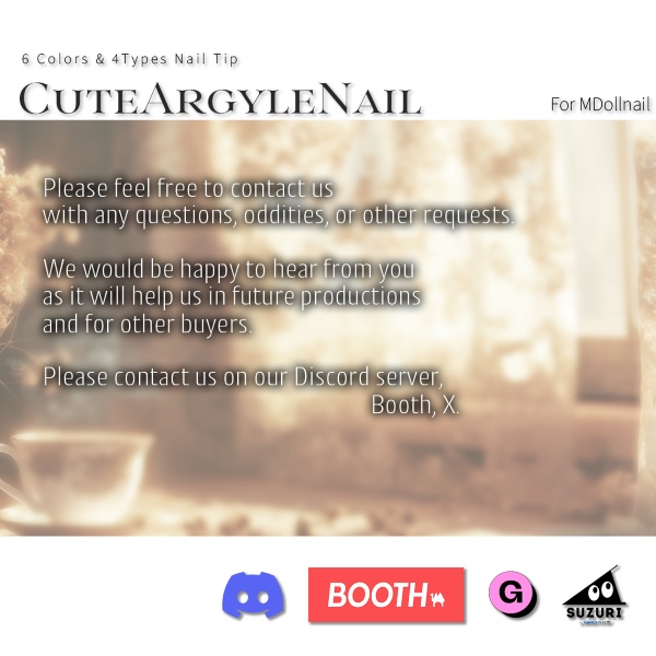 【リリースセール中!!】【かんたん着用】CuteArgyleNail【VRネイルチップ】【MDollnail対応】#あんらぼぶい