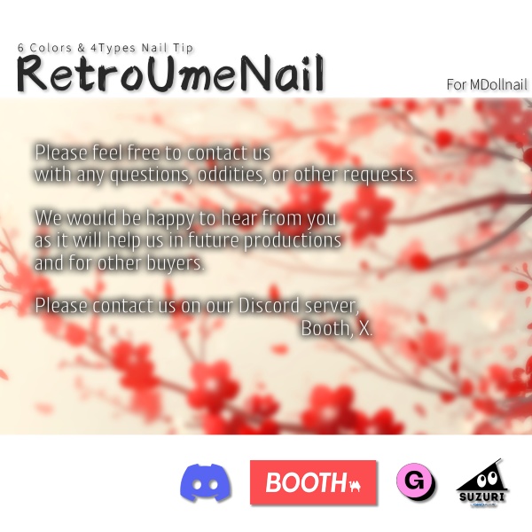 【リリースセール中!!】【かんたん着用】RetroUmeNail【VRネイルチップ】【MDollnail対応】#あんらぼぶい