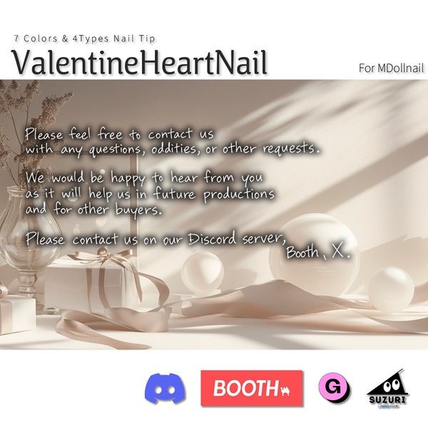 【かんたん着用】ValentineHeartNail【VRネイルチップ】【MDollnail対応】#あんらぼぶい