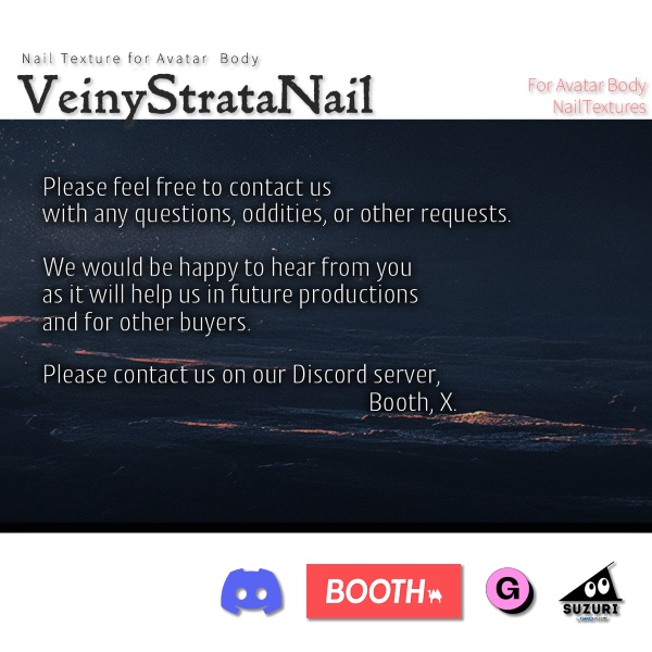 【200アバター以上対応】VeinyStrataNail【ネイルテクスチャ】#あんらぼぶい